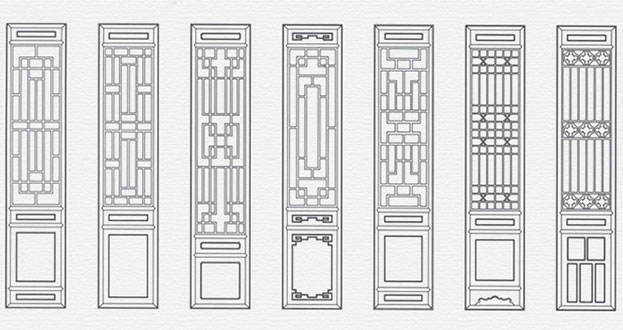 红旗常用中式仿古花窗图案隔断设计图